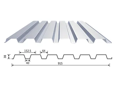 Steel Floor Decks (Trapezoidal Profile 38mm Depth×915mm Width)