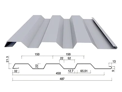 Metal Great Wall Panels (Trapezoidal Profile 22mm Depth×450mm Width)