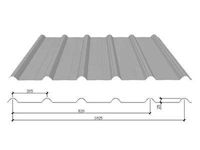 Color-Coated Steel Wall Panels (Profile 25mm Depth×1025mm Width)